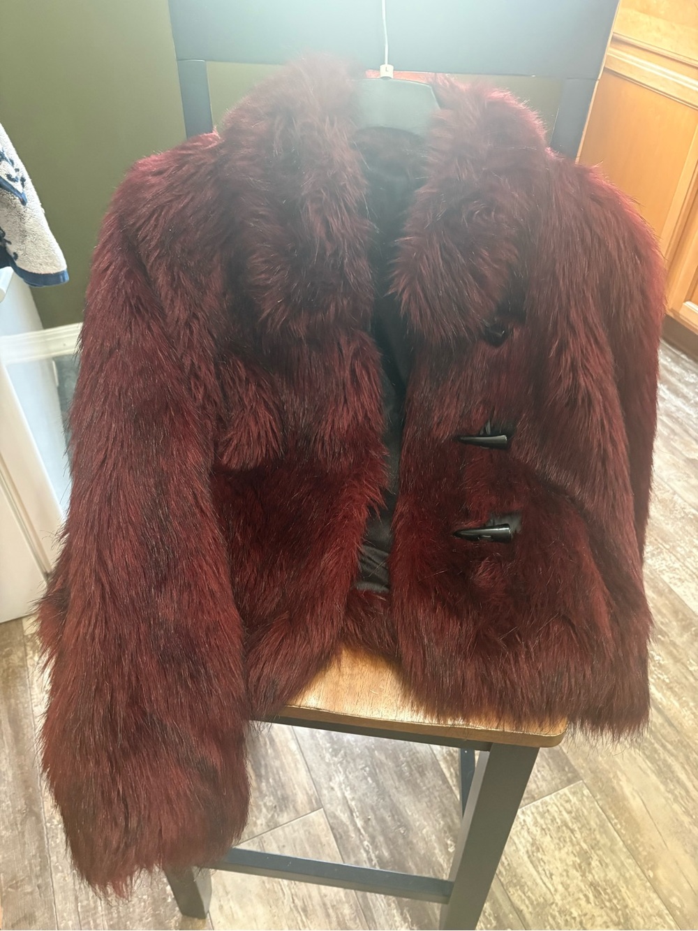 Rachel Zoe Deep Burgundy Faux Fur Teddy Jacket